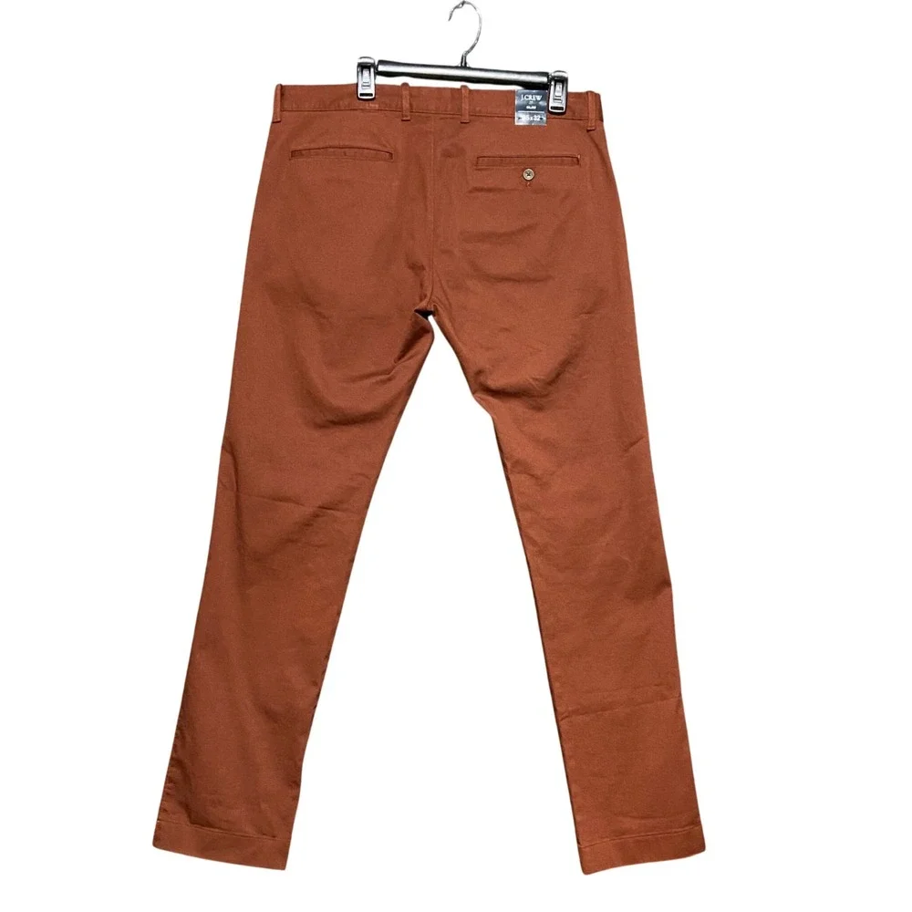 J.Crew Flex Slim Fit Chinos Rust Brown Mens 35x32 Preppy Stretch Minimalist New